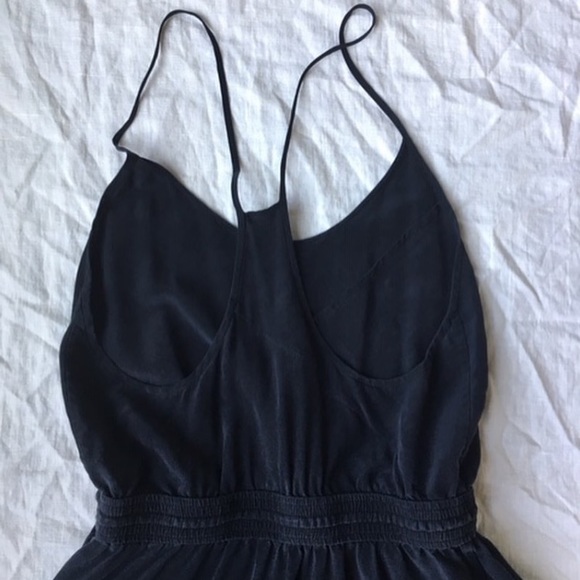 Black silk Wilfred Aritzia dress midi racerback - Picture 3 of 4